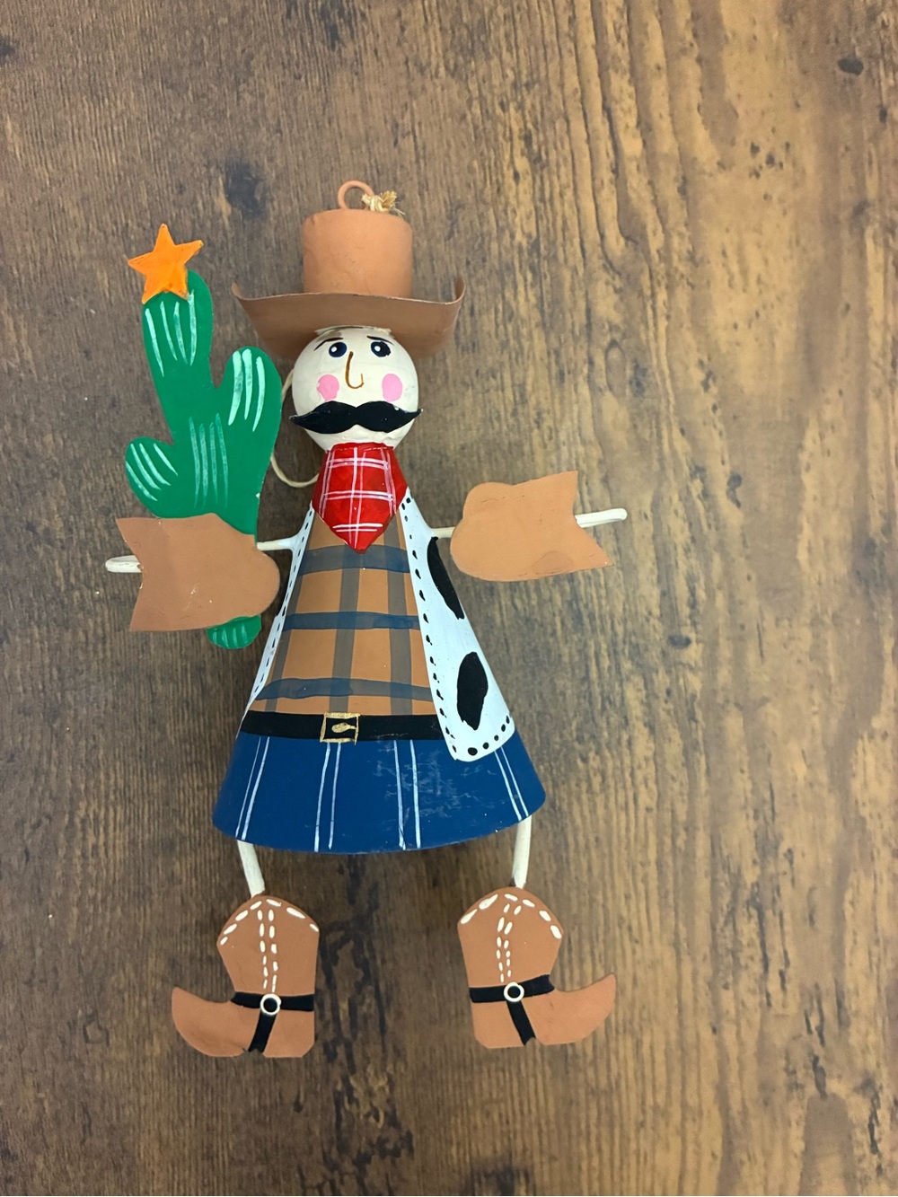 Southwestern Style Tin Cowboy Christmas Ornament
